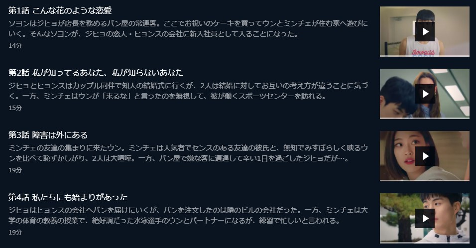 こんな花のようなエンディング　U-NEXT　話数